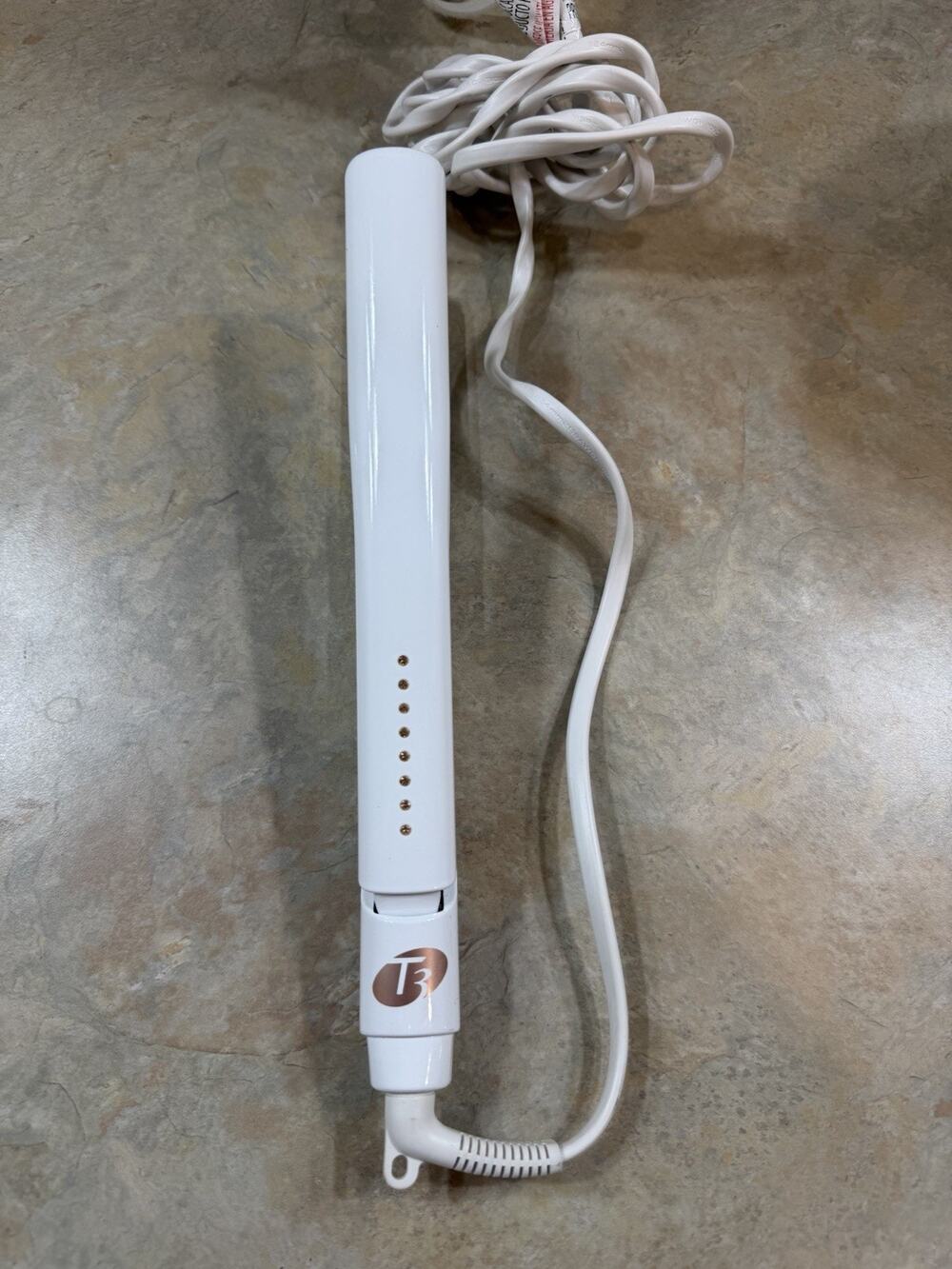 T3 SinglePass 1” Ceramic Flat Iron Hair Straightener White Rose Gold Model 73520